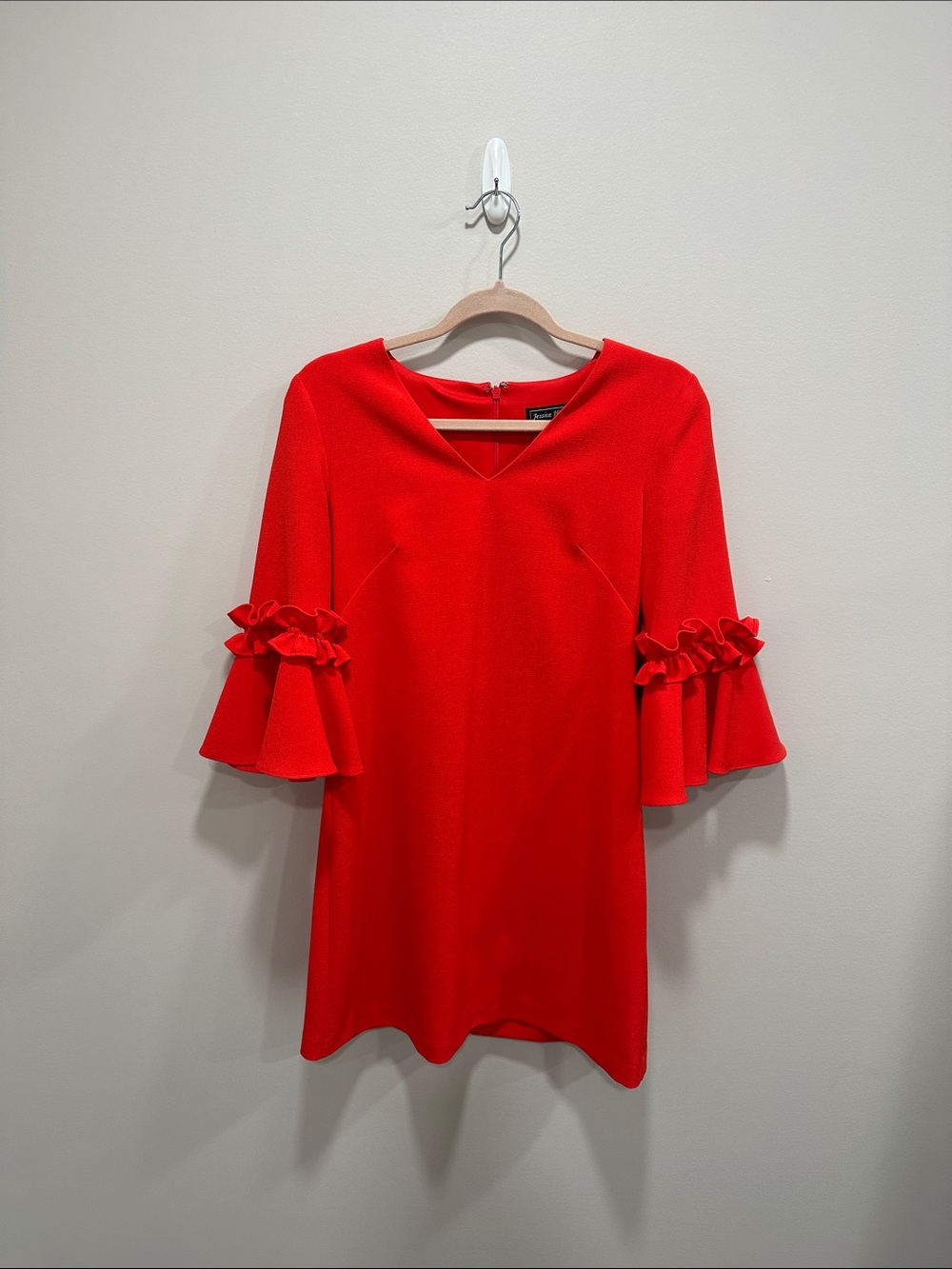 Jessica Howard Red Ruffle Bell-Sleeve Tunic